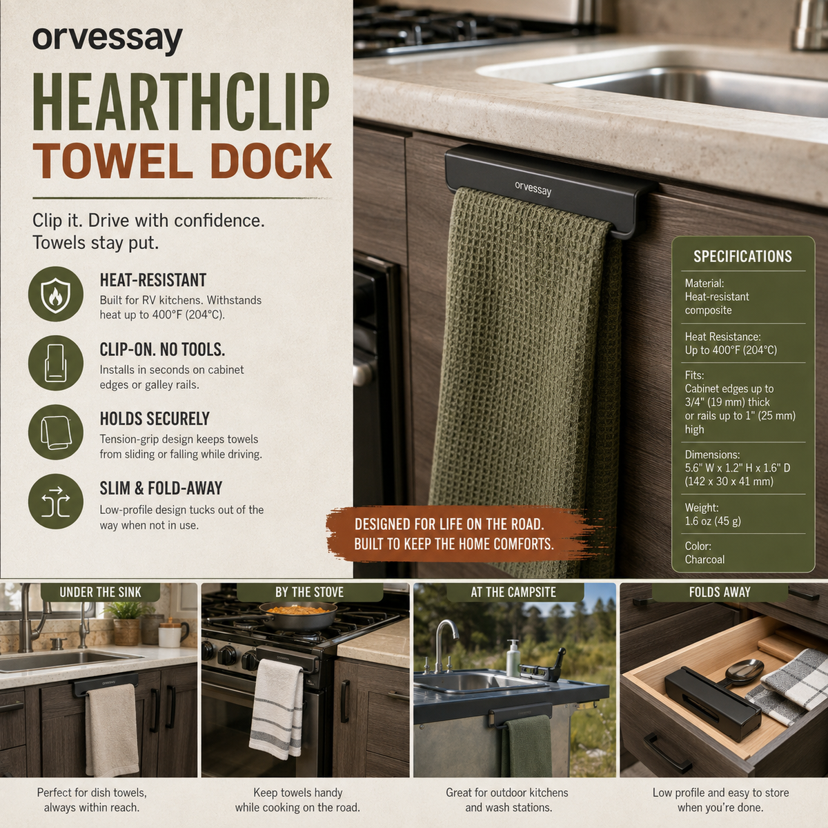 Orvessay™ HearthClip Towel Dock