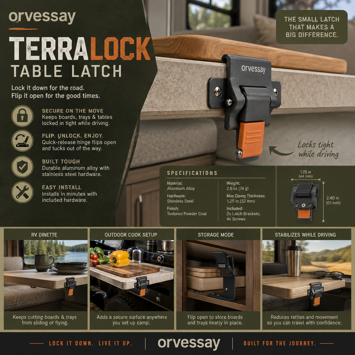 Orvessay™ TerraLock Table Latch