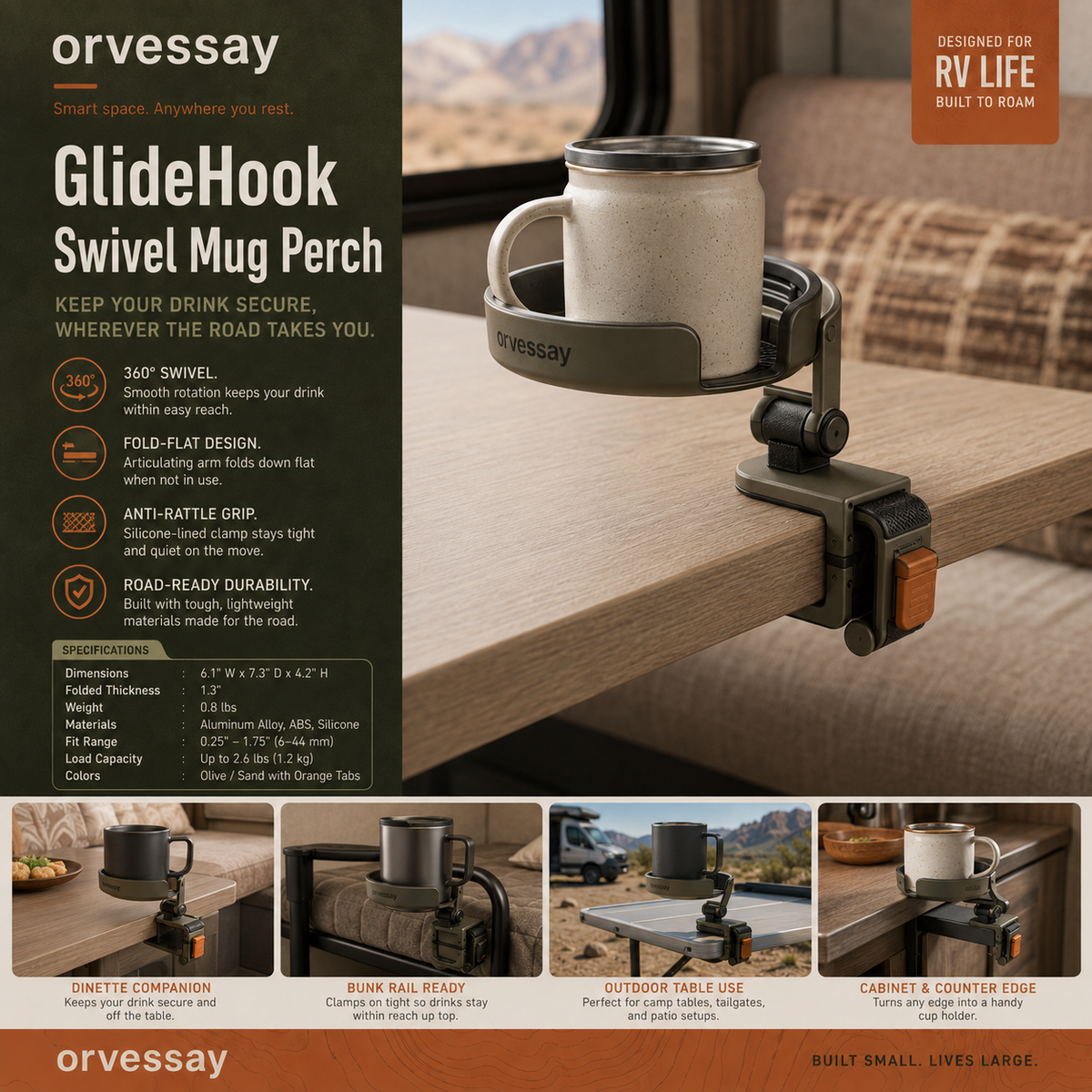 Orvessay™ GlideHook Swivel Mug Perch
